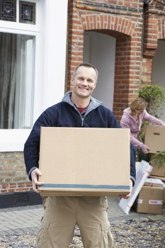 Removal van and boxes for a local move in Thamesmead