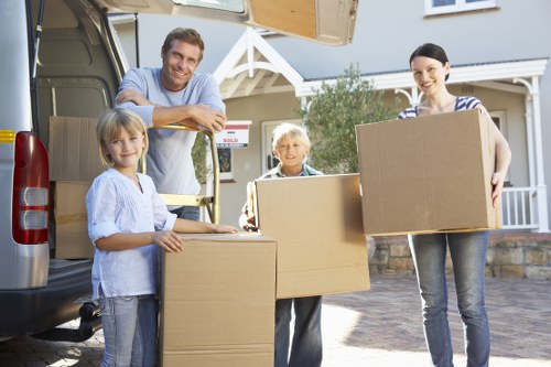 Commercial removals loading office equipment in Thamesmead