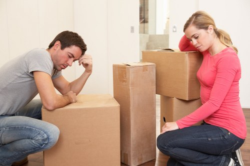 Packing and loading furniture into a removals van