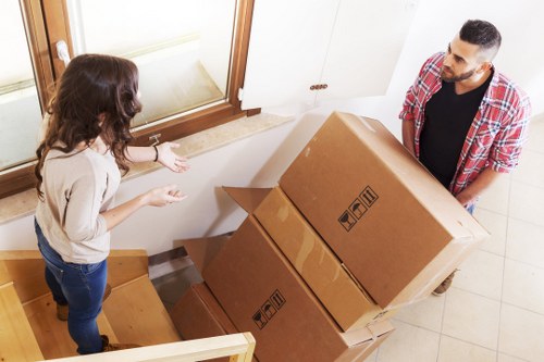 Preparing boxes and essentials before a home move in Thamesmead